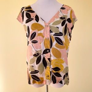 Rachel Zoe 100% Linen Floral Button Down Blouse​